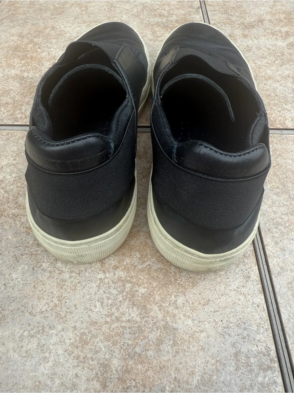 Helmut Lang black leather slip-on sneakers